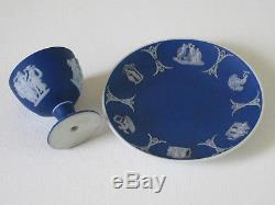 Antique Wedgwood Cobalt Blue Jasperware Egg Cup & Underplate c. 1870, refjsw