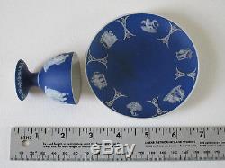 Antique Wedgwood Cobalt Blue Jasperware Egg Cup & Underplate c. 1870, refjsw