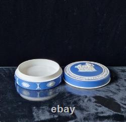 Antique Wedgwood Cobalt Blue Jasperware Neo-Classical Patch Pot Powder Jar