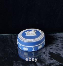 Antique Wedgwood Cobalt Blue Jasperware Neo-Classical Patch Pot Powder Jar