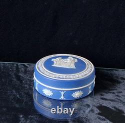 Antique Wedgwood Cobalt Blue Jasperware Neo-Classical Patch Pot Powder Jar