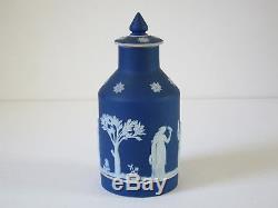 Antique Wedgwood Cobalt Blue Jasperware Tea Caddy Teapoy early 1900's, refjsw
