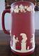 Antique Wedgwood Crimson Jasperware Tall Pitcher Offerings Of Peace 7.8 Inches