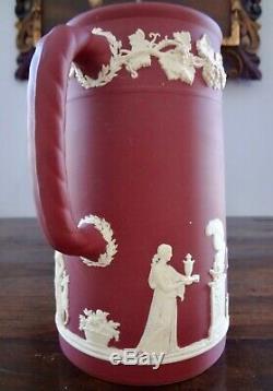 Antique Wedgwood Crimson Jasperware Tall Pitcher Offerings of Peace 7.8 inches