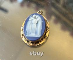 Antique Wedgwood Dark Blue Jasper Ware pendant Maybe Pinchbeck Mount or 9ct