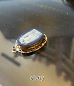 Antique Wedgwood Dark Blue Jasper Ware pendant Maybe Pinchbeck Mount or 9ct