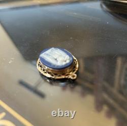 Antique Wedgwood Dark Blue Jasper Ware pendant Maybe Pinchbeck Mount or 9ct