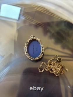 Antique Wedgwood Dark Blue Jasper Ware pendant Maybe Pinchbeck Mount or 9ct