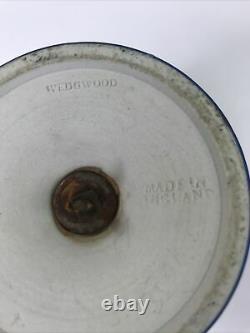 Antique Wedgwood Dark Blue Jasperware Campana Urn, Covered Urn, Two Handled, Bolted