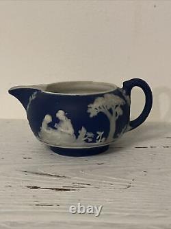 Antique Wedgwood Dark Blue Jasperware Creamer Milk Jug England c. 1890's