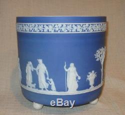 Antique Wedgwood Dark Blue Jasperware Large Footed Cache Pot