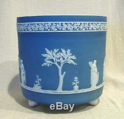Antique Wedgwood Dark Blue Jasperware Large Footed Cache Pot