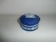 Antique Wedgwood Dark Blue Jasperware Neoclassical Round Rouge Pot Trinket Pot