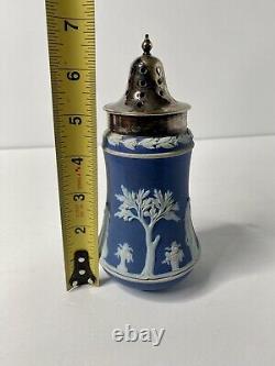 Antique Wedgwood Dark Blue Jasperware Sugar Shaker Muffineer With Lid