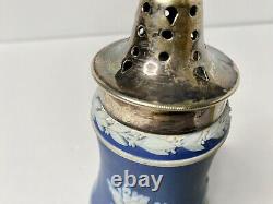 Antique Wedgwood Dark Blue Jasperware Sugar Shaker Muffineer With Lid