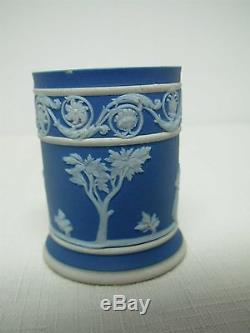 Antique Wedgwood Dark Blue Jasperware Toothpick Match Holder 2 1/8