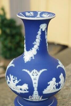 Antique Wedgwood Deep Blue Jasperware vase England