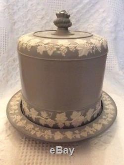 Antique Wedgwood Dudson Jasperware Green Large Stilton Cheese Dome Plate c1860