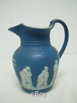 Antique Wedgwood England Dark Blue Jasperware 5 3/4 Pitcher