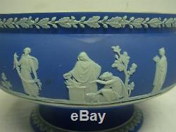 Antique Wedgwood England Dark Blue Jasperware 8 1/4 Footed Bowl