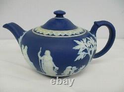 Antique Wedgwood England Dark Blue Jasperware Teapot