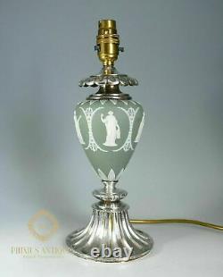 Antique Wedgwood Green Jasper & Silver Mount Table Lamp