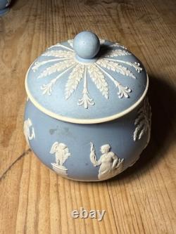 Antique Wedgwood Jasperware Blue Bundle With RARE Piesse & Lubins Jar Set