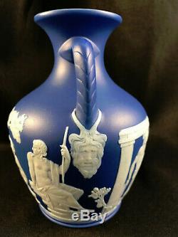 Antique Wedgwood Jasperware Dark Blue Double-handled Portland Vase
