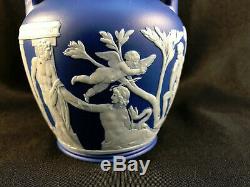 Antique Wedgwood Jasperware Dark Blue Double-handled Portland Vase