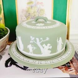 Antique Wedgwood Jasperware Dipped Sage Green Cheese Dome Cake Plate