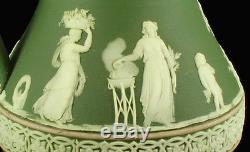 Antique Wedgwood Jasperware Jug Pitcher Sage Green Neoclassical Design