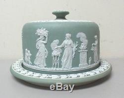 Antique Wedgwood Jasperware Large Sage Green Cheese Dome & 11 Base Excellent