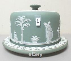 Antique Wedgwood Jasperware Large Sage Green Cheese Dome & 11 Base Excellent