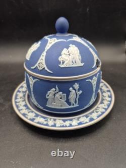 Antique Wedgwood Jasperware Lidded Honey Pot 14cm Diameter