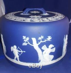 Antique Wedgwood Jasperware Porcelain Cake Cheese Keeper Jar Holder Stand Vtg