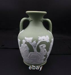 Antique Wedgwood Jasperware Portland Vase Pale Green 5