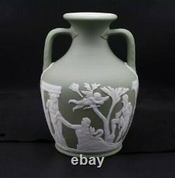 Antique Wedgwood Jasperware Portland Vase Pale Green 7