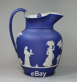 Antique Wedgwood Jasperware blue basalt jug, mid 19th century