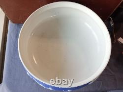 Antique Wedgwood Large Dark Blue Pedestal Bowl Compote Jasperware Sacrifice VGC
