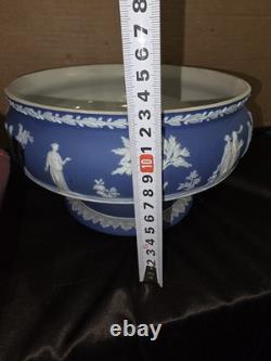 Antique Wedgwood Large Dark Blue Pedestal Fruits Bowl Jasperware