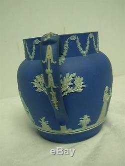 Antique Wedgwood Made In England Dark Blue Jasperware 5 3/4 Water Pitcher
