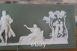 Antique Wedgwood Olive Green Jasper Ware The Choice of Hercules Plaque (c. 1870)