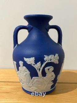 Antique Wedgwood Portland Vase Dark Blue Jasper Dip Impressed c1820-50 16cm 2
