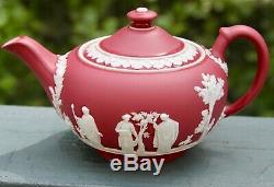Antique Wedgwood RARE Crimson Dip Jasperware Teapot Creamer and Sugar Bowl c1930