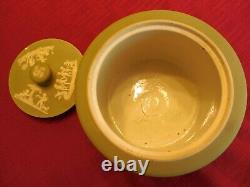 Antique Wedgwood Sage Jasperware Washington And Franklin Lidded Jar