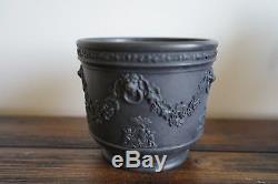 Antique Wedgwood Solid Black Basalt Jasperware Cache Pot Jardiniere Planter 772g