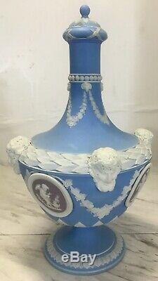 Antique Wedgwood Tri Color Jasperware Pottery Barbers Bottle W Lid Bacchus As Is