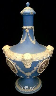 Antique Wedgwood Tri Color Jasperware Pottery Barbers Bottle W Lid Bacchus As Is