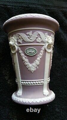 Antique Wedgwood Tri-Color Lilac Jasperware Monopodia Vase Lion Head Green Came
