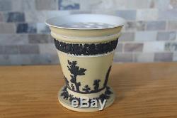 Antique Wedgwood Yellow Black Jasper Ware Large Footed Trumpet Vase (c. 1920s)
